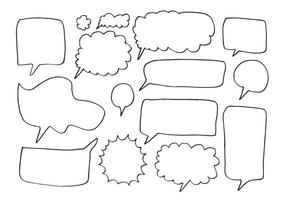 Hand drawn set of speech bubbles isolated on white background. vector