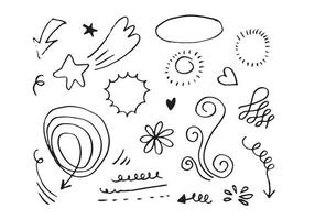 Hand drawn set doodle elements for concept design isolated on white background. vector illustration.