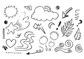 Hand drawn set doodle elements for concept design isolated on white background. vector illustration.