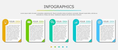 Vector illustration of Presentation business infographic template with pastel color square 5 options.