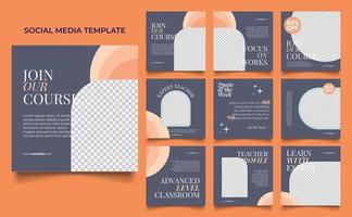 social media template banner fashion sale promotion in blue grey color vector