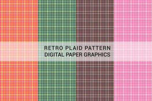 Retro Plaid Pattern Graphics Bundle vector