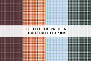 Retro plaid pattern digital paper graphic premium vector. vector