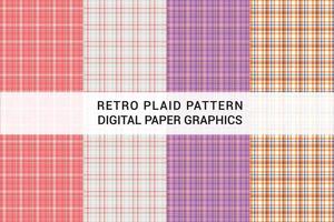 Retro plaid pattern bundle premium vector. vector