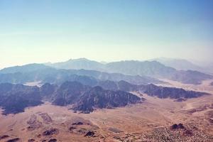 Aerial landscape view of a mountains in sunset photo