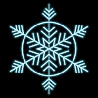 Vector Drawing Snowflake With Neon Effect.