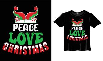 Peace Love Christmas T-Shirt Design Template for Christmas Celebration.  Good for Greeting cards, t-shirts, mugs, and gifts. For Men, Women, and Baby clothing vector