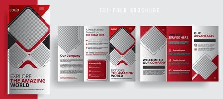 Tri fold brochure design. Corporate business template for tri fold flyer with rhombus square shapes, Business Marketing brochure template design, advertising. Layout with modern elements and abstract.
