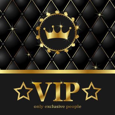 Premium VIP banner with gold elements and crown