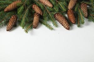 Original Christmas tree background. Merry Christmas tree greeting card. Happy New Year 2023 photo