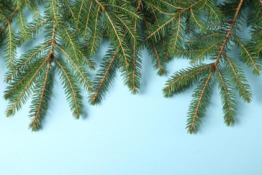 New Year's Eve background with fir branch and cones. Christmas and New Year holidays composition of pine tree branches. Happy New Year 2023 photo