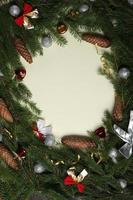 Original Christmas tree background. Merry Christmas tree greeting card. Happy New Year 2023 photo