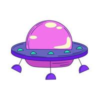 Groovy retro trippy alien ufo isolated. Retro groovy magic ufo. Acid neon hippy vector. Trippy psychedelic design. vector