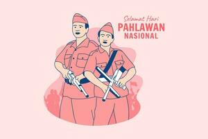 ilustraciones de héroes indonesios para el concepto de diseño hari pahlawan del día de los héroes nacionales de indonesia vector