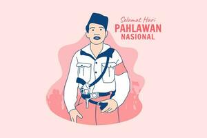 Illustrations Indonesian Heroes for Indonesian national Heroes Day Hari Pahlawan design concept vector