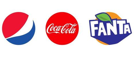 Most popular soda drinks logos vector