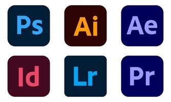 Set of popular Adobe apps icons vector