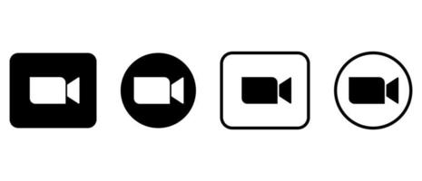 Zoom black camera icons vector