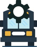 School Bus Setting Flat Icon vector