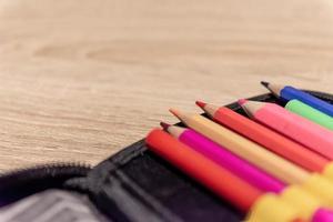 colored pencils in a pencil box photo