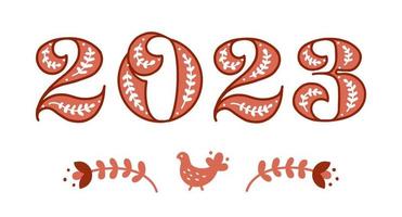 happy new year 2023. The year of the rabbit. Christmas 2023. Folk set of numbers and figures for a Scandinavian-style calendar vector