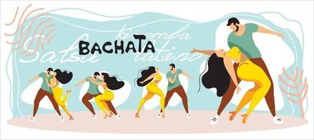 un conjunto de carteles vectoriales sobre el tema de los bailes latinos. la ilustración es adecuada para un afiche, un volante del evento. también aplicable para otros bailes salsa, kizomba, merengue y otros vector