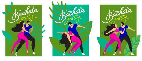 A set of vector posters on the theme of Latin dances. The illustration is suitable for a poster, a flyer of the event. also applicable for other dances salsa, kizomba, merengue and others