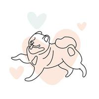 Funny hand-drawn dog. Gentle vector illustration in the style of line art. The beloved puppy is happy and smiling