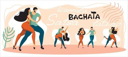 A set of vector posters on the theme of Latin dances. The illustration is suitable for a poster, a flyer of the event. also applicable for other dances salsa, kizomba, merengue and others