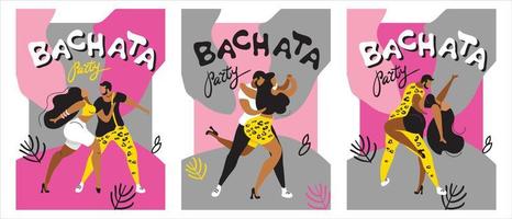 un conjunto de carteles vectoriales sobre el tema de los bailes latinos. la ilustración es adecuada para un afiche, un volante del evento. también aplicable para otros bailes salsa, kizomba, merengue y otros vector