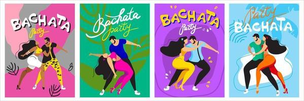 A set of vector posters on the theme of Latin dances. The illustration is suitable for a poster, a flyer of the event. also applicable for other dances salsa, kizomba, merengue and others