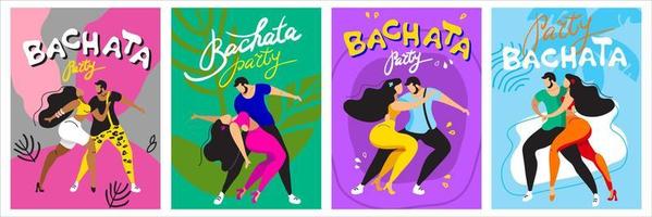 un conjunto de carteles vectoriales sobre el tema de los bailes latinos. la ilustración es adecuada para un afiche, un volante del evento. también aplicable para otros bailes salsa, kizomba, merengue y otros vector