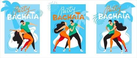 un conjunto de carteles vectoriales sobre el tema de los bailes latinos. la ilustración es adecuada para un afiche, un volante del evento. también aplicable para otros bailes salsa, kizomba, merengue y otros vector