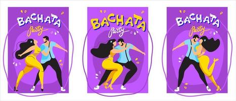 un conjunto de carteles vectoriales sobre el tema de los bailes latinos. la ilustración es adecuada para un afiche, un volante del evento. también aplicable para otros bailes salsa, kizomba, merengue y otros vector