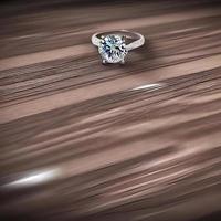 3D engagement ring placed on table render photo