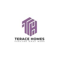 Abstract initial letter TH or HT logo in purple color isolated in white background applied for cutting-edge real estate company logo also suitable for the brands or companies have initial name HT. vector