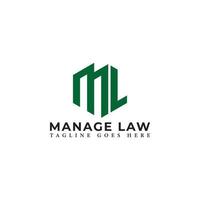 Abstract initial letter ML or LM logo in green color isolated in white background applied for attorney and law logo also suitable for the brands or companies have initial name LM or ML. vector