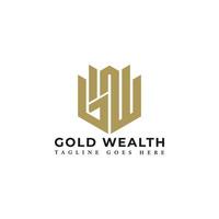 letra inicial abstracta gw o logotipo wg en color dorado aislado en fondo blanco aplicado para el logotipo de la empresa de inversión de apartamentos también adecuado para las marcas o empresas que tienen el nombre inicial wg o gw. vector