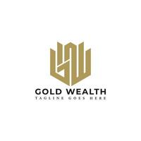 Abstract initial letter GW or WG logo in gold color isolated in white background applied for apartment investment company logo also suitable for the brands or companies have initial name WG or GW. vector
