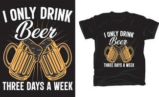 Beer t shirt design for beer lover vector