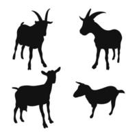 Goat, kid in a standing position. Pet silhouettes vector