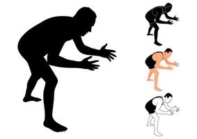 Vector silhouette of a wrestler, figure of a male athlete