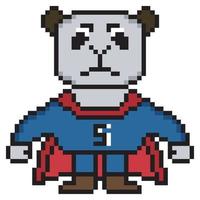 Pixel art superhero panda illustration character. vector