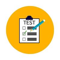 Checklist on clipboard with pen on the yellow circle. vector