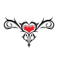 tribal womb tattoo vector with heart