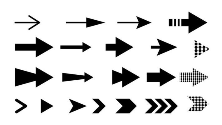 arrows set isolated on white background for graphic design element