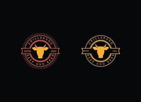 Vintage steak house and barbecue restaurant design logo template. vector