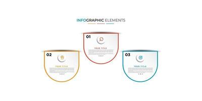 vector de plantilla de diseño infográfico empresarial moderno con iconos y 3 opciones o pasos. se puede utilizar para el diagrama de proceso, presentaciones, diseño de flujo de trabajo, banner, diagrama de flujo, gráfico de información.eps10 vector