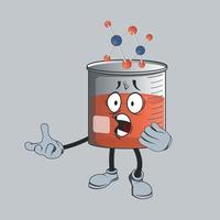 flat beaker cartoon character with happy facial expression vector