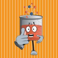 flat beaker cartoon character with happy facial expression vector